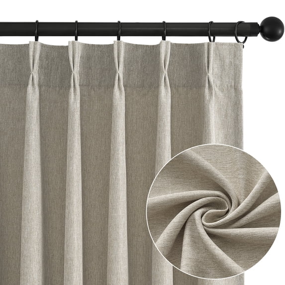 Jainmy Pinch Pleated Sheer Curtains,Drapes Back Tab Pleat Hooks Rings,Neutral Boho Window Curtains Living Room Bedroom,2 Panels,Linen,40"×84"