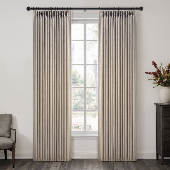 Jainmy Pinch Pleated Sheer Curtains,Drapes Back Tab Pleat Hooks Rings,Neutral Boho Window Curtains Living Room Bedroom,2 Panels,Linen,40"×90"