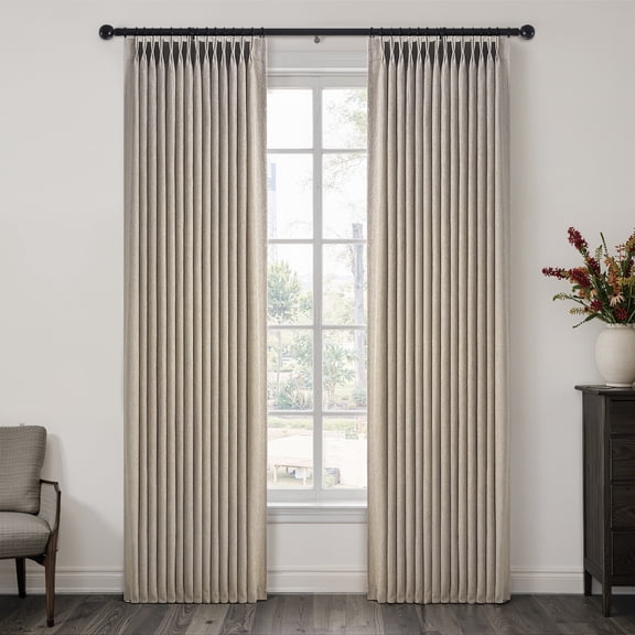 Jainmy Pinch Pleated Sheer Curtains,Drapes Back Tab Pleat Hooks Rings,Neutral Boho Window Curtains Living Room Bedroom,2 Panels,Linen,40"×90"