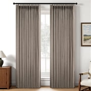 Jainmy Total Blackout Pinch Pleated Curtain for Livingroom Bedroom,Faux Linen Light Blocking Room Darkening Drapes,2 Panels Set,40W 84L,Darkflax