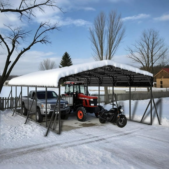 Sylviera 20x30ft Heavy-Duty Metal Carport, Outdoor Car port Canopy with Reinforced Iron Frame, All-Weather Shelter for Cars, Trucks & Boats, Easy Assembly