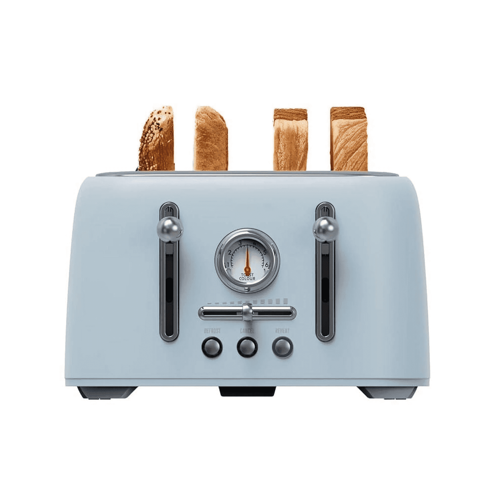 Sanerto 4-Slice Toaster, 1.6" Extra Wide Slots, 6 Browning Levels, Bagel/Defrost, Stainless Steel,120V, 1800W,  Blue