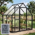 thumbnail image 1 of Sanerto 6x4FT Walk-in Outdoor Greenhouse for Garden Heavy-Duty，Reinforced Aluminum Frame, UV-Resistant Polycarbonate Panels, Built-in Thermometer & Hygrometer, All-Weather Durable Plant House, 1 of 10