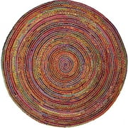 Jaipur Art And Craft Beautiful 100x100 CM (3.33 x 3.33 Square feet)(39 x 39.00 Inch)Multicolor Round Jute AreaRug Carpet throw