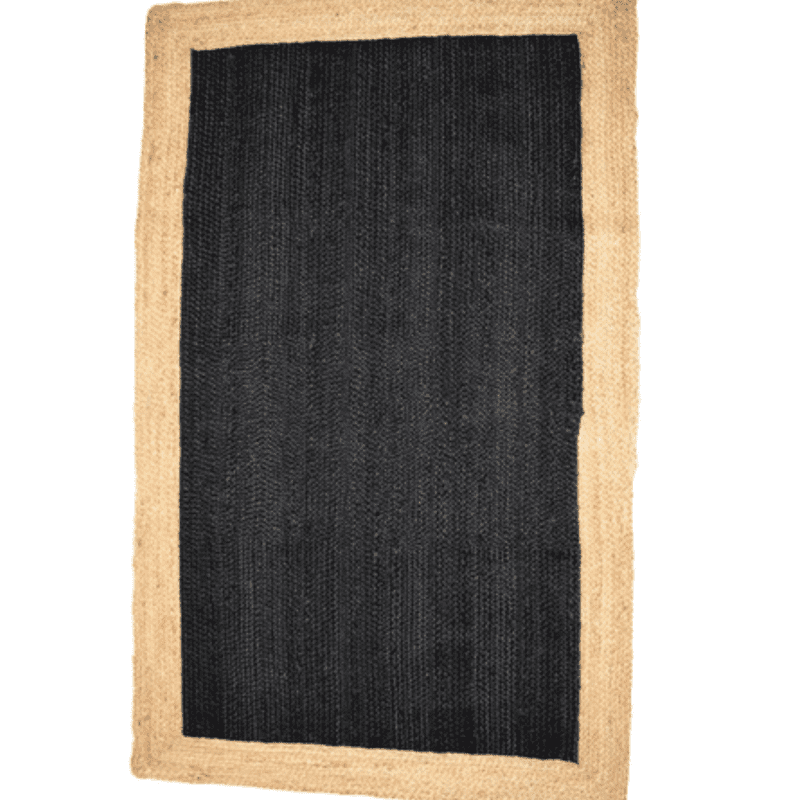 Jaipur Art And Craft Black Beige Border Jute Area Rug Rectangle Hand ...