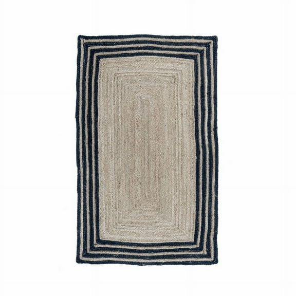 Jaipur Art And Craft Black Border Rectangle Handmade Jute Area Rug Ecofriendly Carpet (2.6x6 Sq ft)