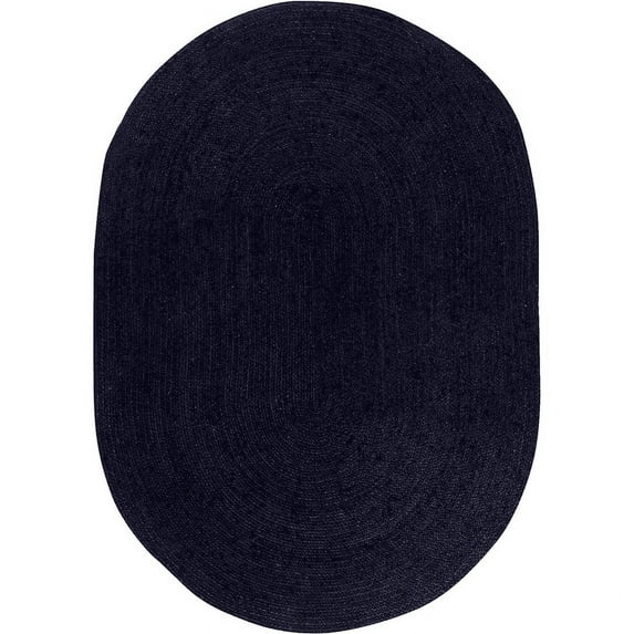 Jaipur Art And Craft Black Jute Area Rug Oval Shape Braided Reversible Carpet for Stylish Living Room Rug Size - (8x10 Sq Feet), (96x120 Inches), (240x300 CM)