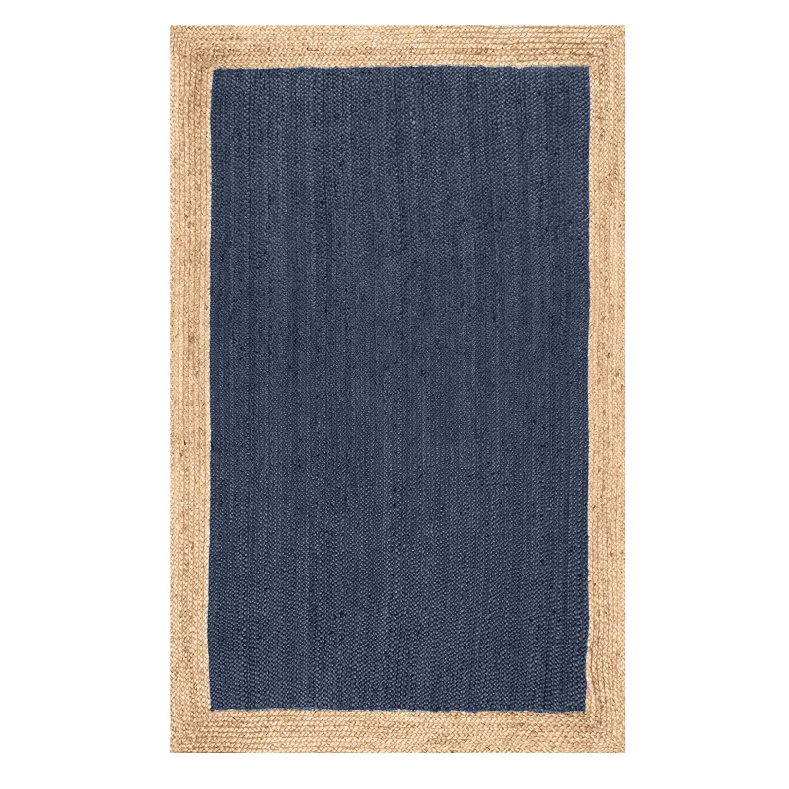 Jaipur Art And Craft Blue Black Border Handmade Rectangle Reversible ...