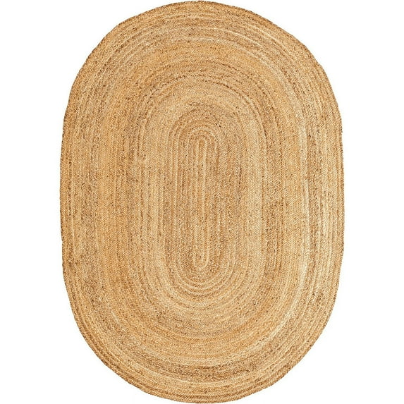 Jaipur Art And Craft Braided Beige Jute Area Rug Oval Shape Reversible Carpet for Stylish Dining Room Rug Size - (8x11 Sq Feet), (96x132 Inches), (240x330 CM)