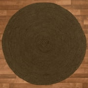 Jaipur Art And Craft Brown Hand Braided Round Jute Area Rug Reversible Carpet For Bedroom and Living Room (9x9 Sq Ft)