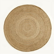 Jaipur Art And Craft Brown Handmade Reversible Carpet Versatile Circular Floor Jute, Cotton Area Rug (3x3 Sq Ft)