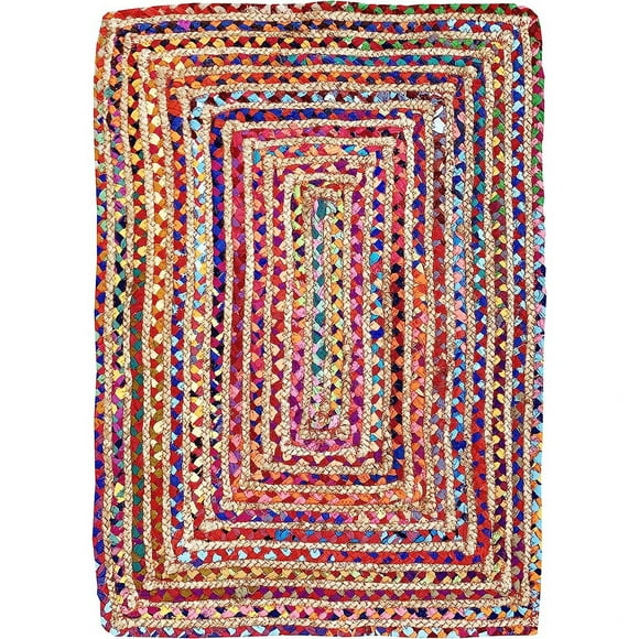 Jaipur Art And Craft Eco Friendly Carpet Striped Rectangular Jute Cotton Area Rug (2x3 Sq ft)