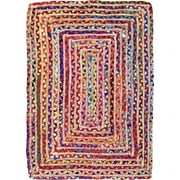 Jaipur Art And Craft Eco Friendly Carpet Striped Rectangular Jute Cotton Area Rug (2x3 Sq ft)