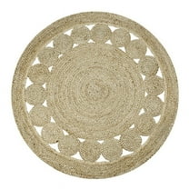 Jaipur Art And Craft Ecofriendly 100x100 cm (3.33 x 3.33 Square feet) Beige Round Jute Area Rug