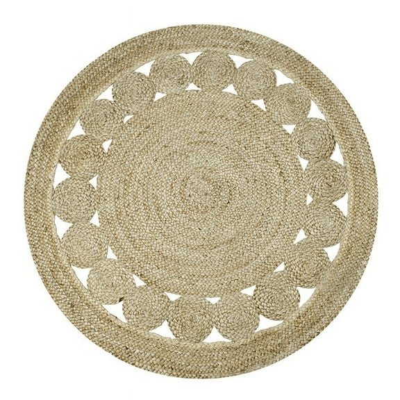 Jaipur Art And Craft Ecofriendly 100x100 cm (3.33 x 3.33 Square feet) Beige Round Jute Area Rug