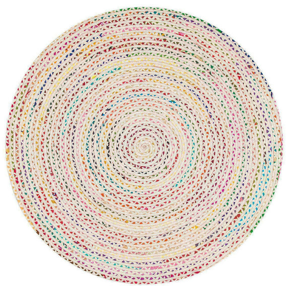 Jaipur Art And Craft Ecofrindly 100x100 CM (3.33 x 3.33 Square feet)(39 x 39.00 Inch)Multicolor Round Jute AreaRug Carpet throw