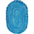 thumbnail image 1 of Jaipur Art And Craft Genuine Cotton Indoor Carpet Oval Shape Hand Braided Reversible Light Blue Area Rug Rug Size - (7x9 Sq Feet), (84x108 Inches), (210x270 CM), 1 of 6