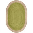 thumbnail image 1 of Jaipur Art And Craft Green with Beige Border Handmade Oval Braided Reversible Jute Area Rug Rug Size - (8x10 Sq Feet), (96x120 Inches), (240x300 CM), 1 of 5