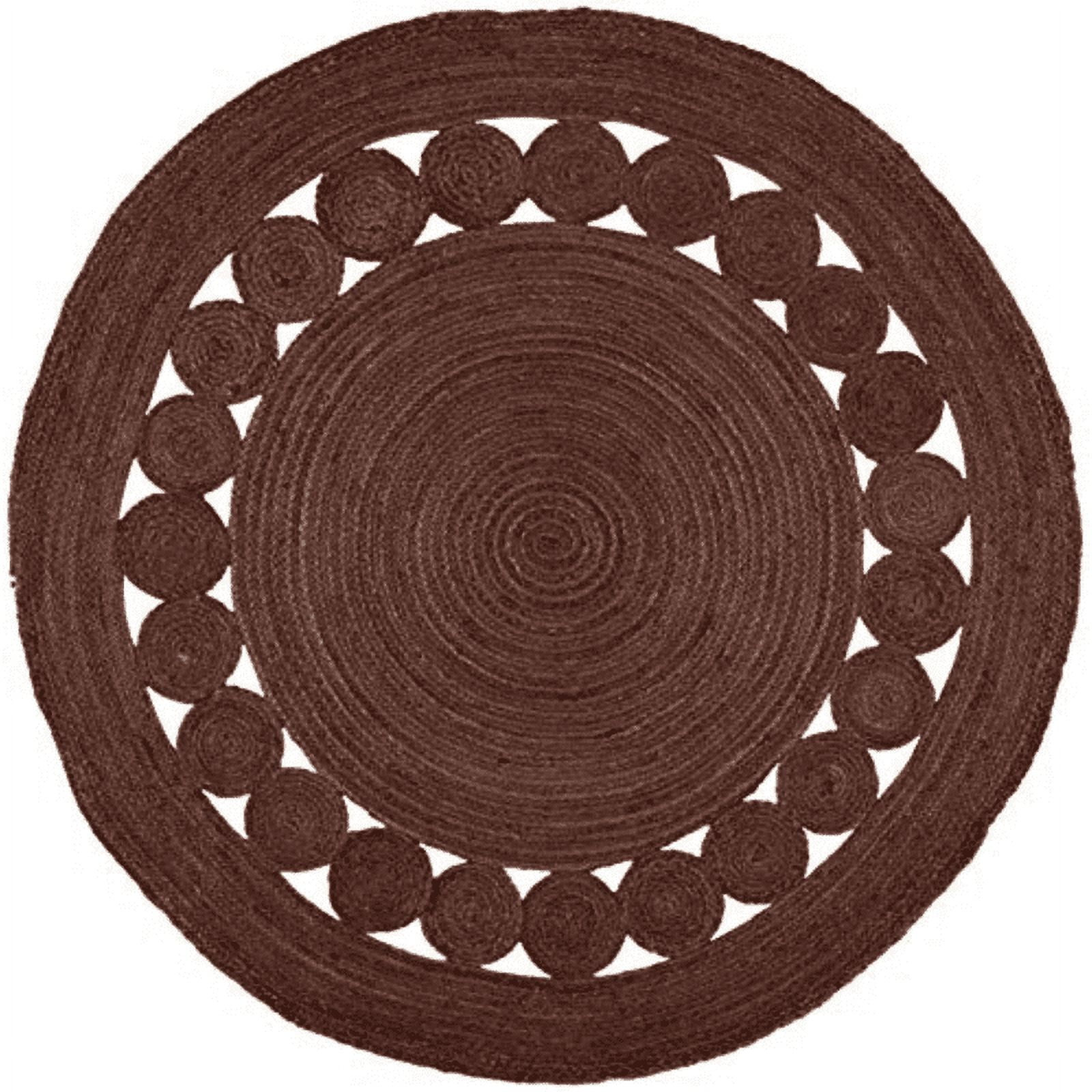 Jaipur Art And Craft Hand Braided Bohemian Jute Area Rug Brown Round Indian Reversible Indoor Carpet (8x8 Sq Ft)