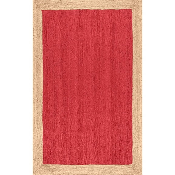 Jaipur Art And Craft Hand Rectangle Red Braided Reversible Jute Area Rug for Kitchen (8x10 Sq ft)