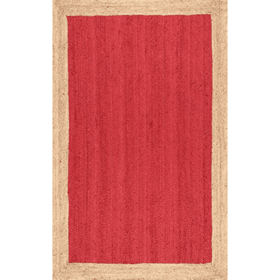 Jaipur Art And Craft Hand Runner Red Braided Reversible Jute Area Rug for Kitchen (9x12 Sq ft)