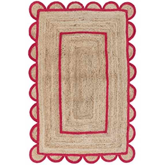 Jaipur Art And Craft Handmade Carpet for Home for Scallop Bohemian Jute Area Rug (12x18 Sq ft)