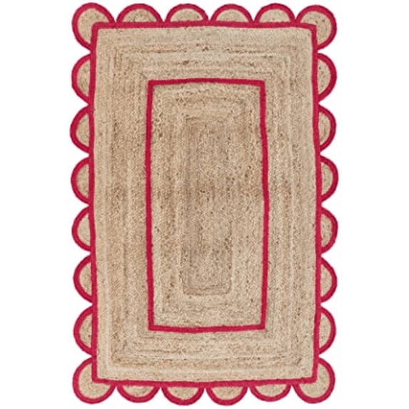 Jaipur Art And Craft Handmade Carpet for Home for Scallop Bohemian Jute Area Rug (5x8 Sq ft)