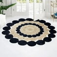 thumbnail image 1 of Jaipur Art And Craft Handmade Indian Natural Jute Rug Geometric Beige and Black Round Area Rug (10x10 Sq Ft), 1 of 1