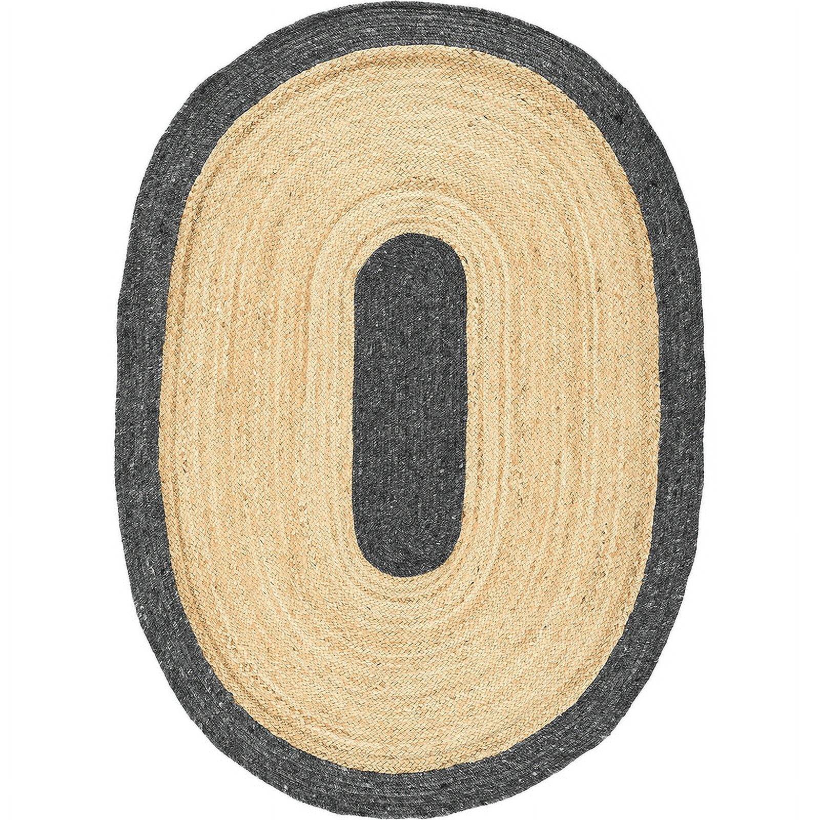72x108 Rug Jaipur Art And Craft Handmade Oval Shape Jute Area Rug with Black ...