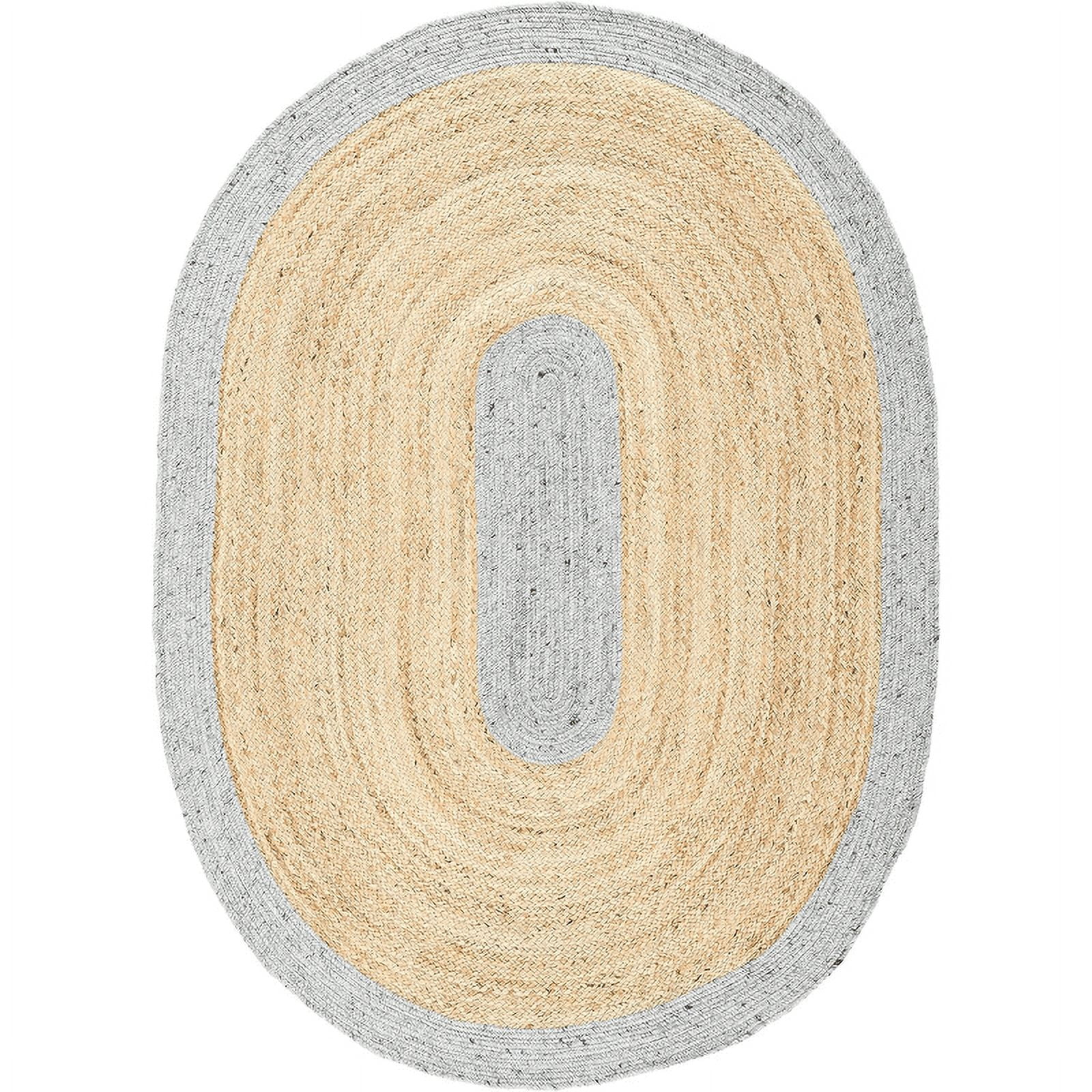 72x108 Rug Jaipur Art And Craft Handmade Oval Shape Jute Braided Area Rug with ...