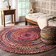 thumbnail image 1 of Jaipur Art And Craft Home Décor Braided Multicolor Cotton Round Area Rug Stylish Reversible Carpet (3x3 Sq Ft), 1 of 5
