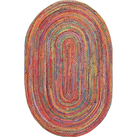 Jaipur Art And Craft Home Décor Eco Friendly Oval Handmade Jute Area Rug Braided Reversible Carpet Rug Size - (5x8 Sq Feet), (60x96 Inches), (150x240 CM)
