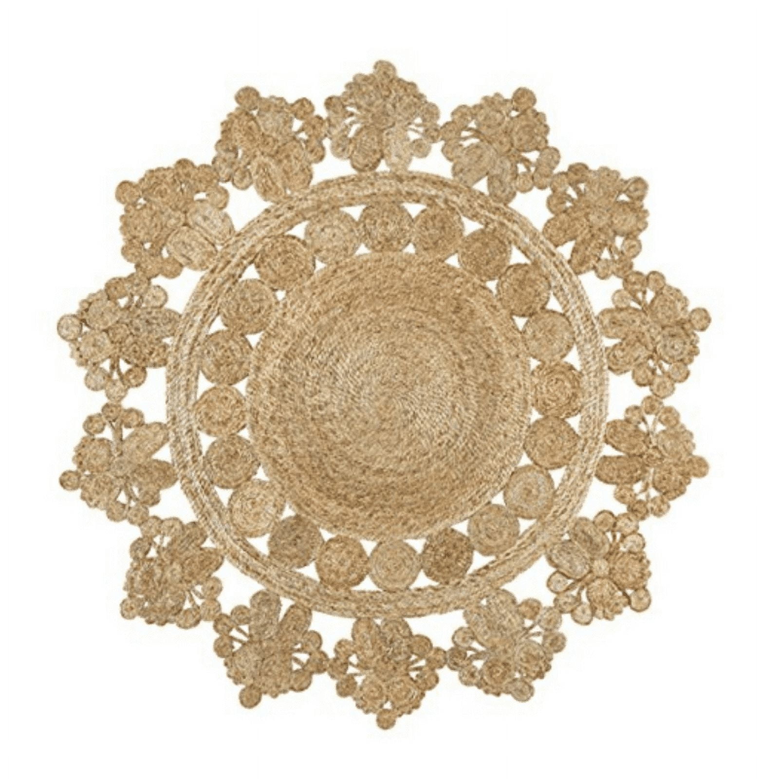 Jaipur Art And Craft Indian 100x100 cm (3.33 x 3.33 Square Feet) Brown Round Jute Area Rug Carpet