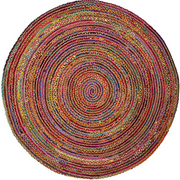 Jaipur Art And Craft Indian 120x120 CM (4 x 4 Square feet)(46.80 x 46.80 Inch)Multicolor Round Jute AreaRug Carpet throw