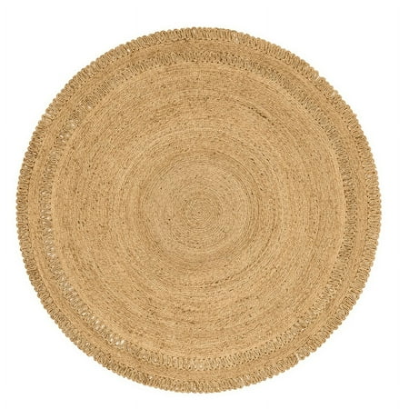 Jaipur Art And Craft Indian 60x60 CM (2 x 2 Square feet)(23.40 x 23.40 Inch)Brown Round Jute AreaRug Carpet throw