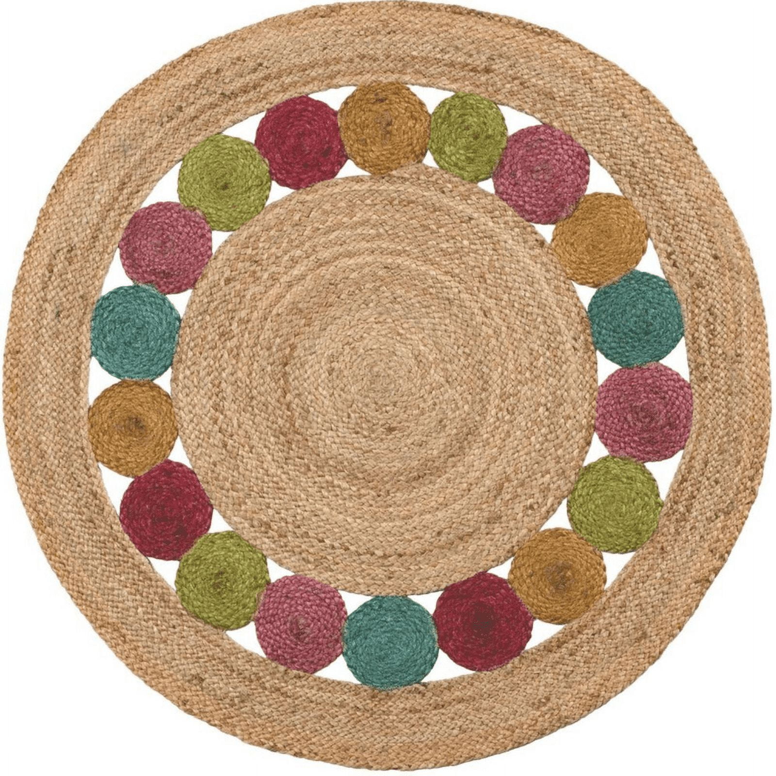 Jaipur Art And Craft Indian Area Rug Round Design Natural Jute Hand ...