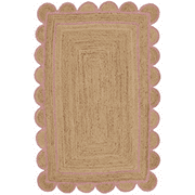 Jaipur Art And Craft Indian Hand Braided Pink Rectangle Jute Area Rug for Indoor (4x6 Sq ft)