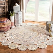 Jaipur Art And Craft Indian Handmade Bohemian Braided Jute and Cotton Area Rug Home Decorative (3x3 Sq Ft)