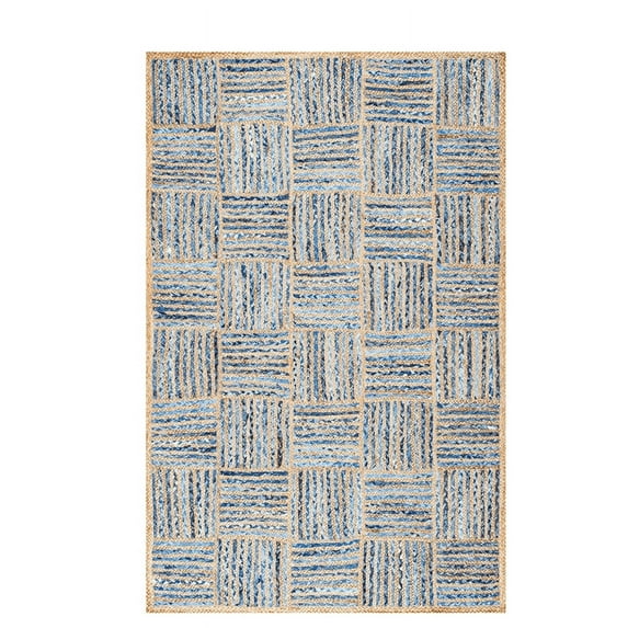 Jaipur Art And Craft Indian Handmade Denim Cotton Jute Rectangle Area Rug for Indoor (6x9 Sq ft)