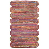 Jaipur Art And Craft Indian Handmade Multicolour Cotton Jute Chindi Rectangle Area Rug (2x3 Sq ft)