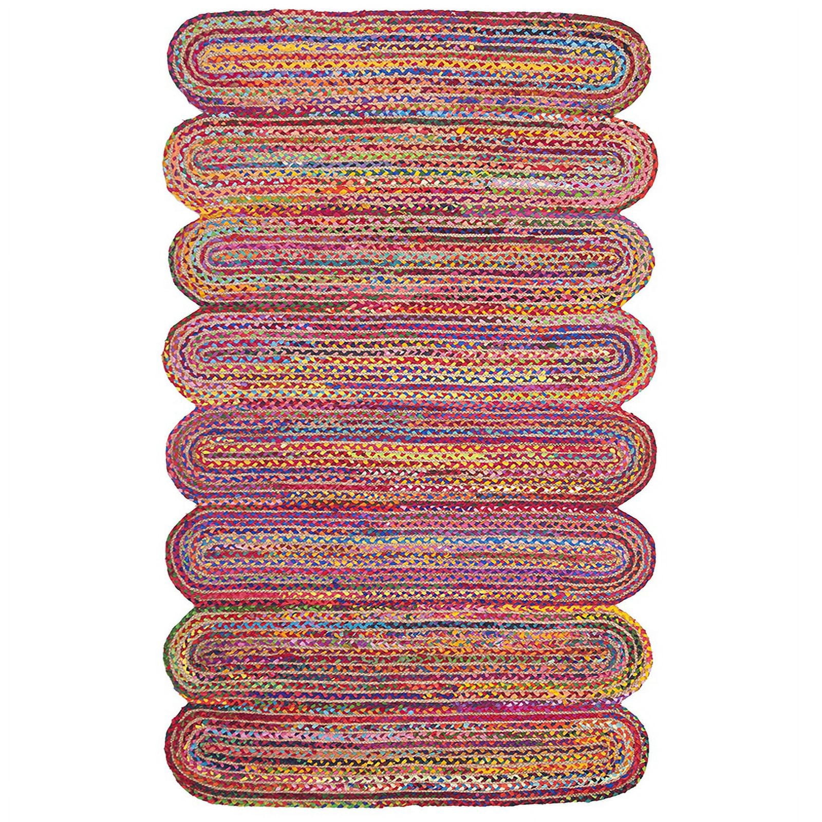 Jinky Rugs Jaipur Art And Craft Indian Handmade Multicolour Cotton Jute Chindi ...