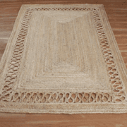 Jaipur Art And Craft Indian Jute Area Rug Braided Handmade Geometric Beige Carpet (3x8 Sq ft)