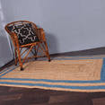 thumbnail image 1 of Jaipur Art And Craft Jute Beige with Blue Border Carpet Runner Runner Area Rug (2x12 Sq ft), 1 of 6
