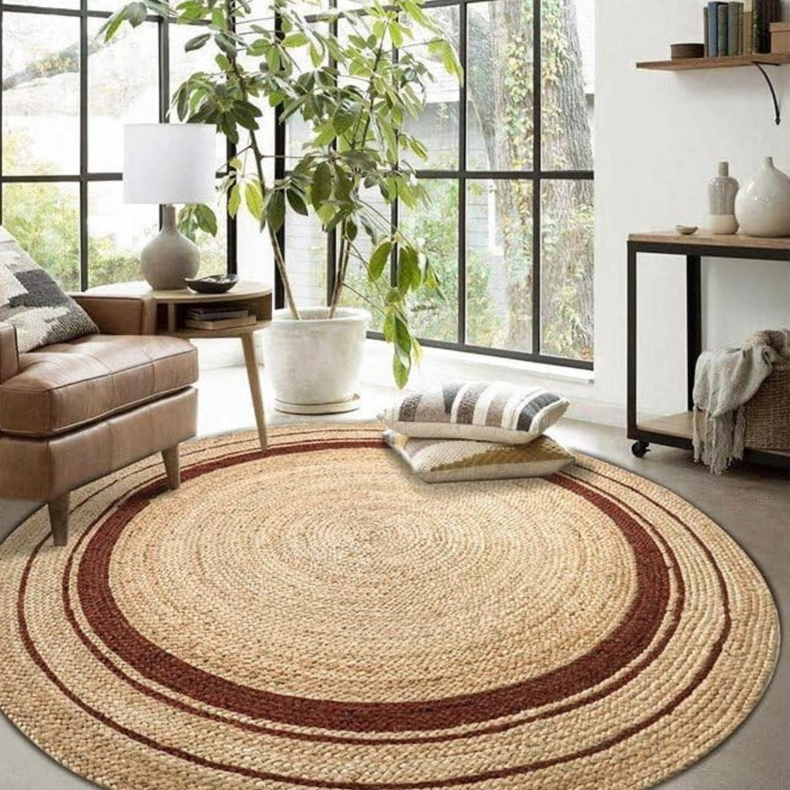 Jaipur Art And Craft Jute Braided Carpet Natural Area Rug Handmade Reversible for Home Interior (10x10 Sq Ft)