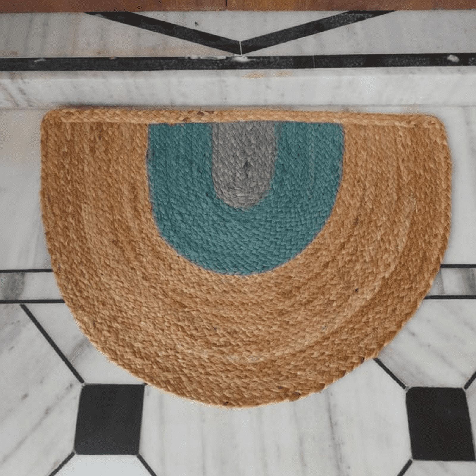 Jaipur Art And Craft Jute Half Circle Colorful Doormat, Vintage Eco