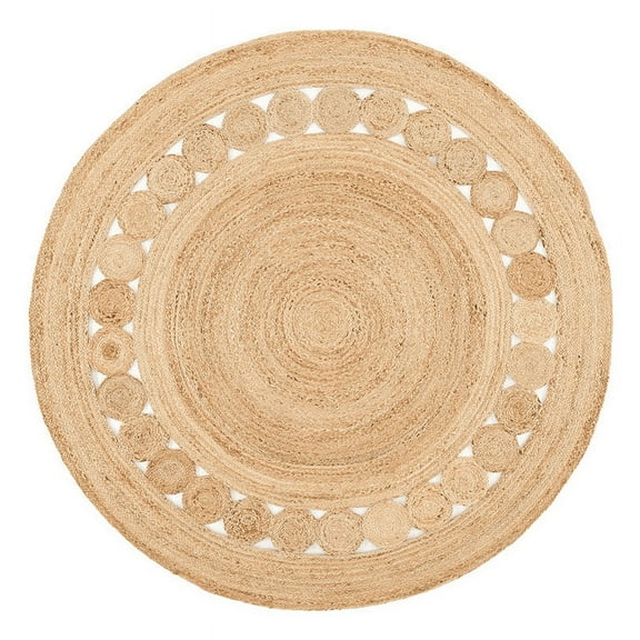 Jaipur Art And Craft Modern 100x100 CM (3.33 x 3.33 Square feet)(39 x 39.00 Inch)Beige Round Jute AreaRug Carpet throw
