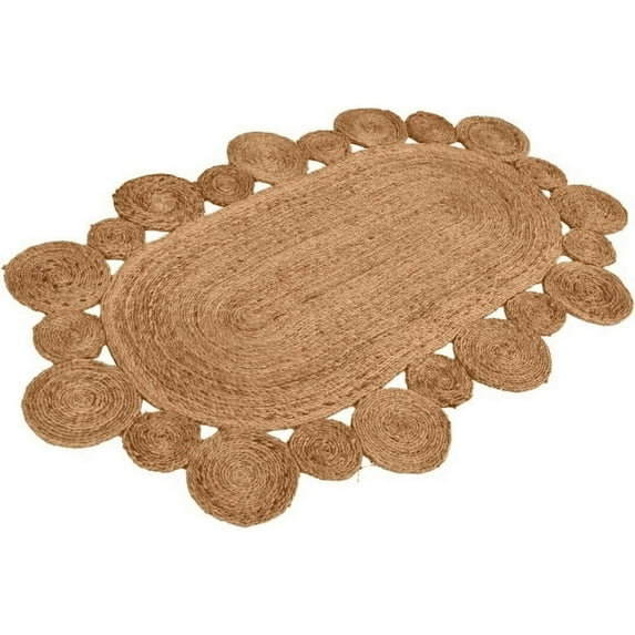 Jaipur Art And Craft Natural Area Rug Oval Shape Jute Handmade Braided Rustic Look Carpet Rug Size - (8x10 Sq Feet), (96x120 Inches), (240x300 CM)