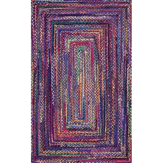 Jaipur Art And Craft Natural Fiber Blue Cotton Chidi Multi Color Handmade 3x8 Square feet (90x240 cm) Rectangular Area Rug