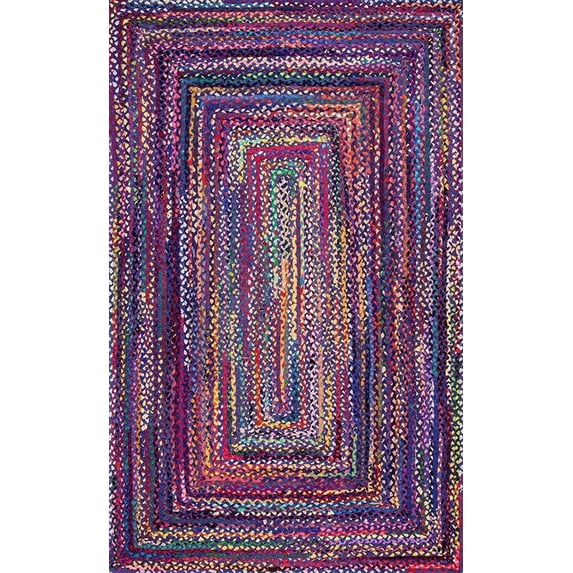 Jaipur Art And Craft Natural Fiber Blue Cotton Chidi Multi Color Handmade 6x6 Square feet (180x180 cm) Square Area Rug