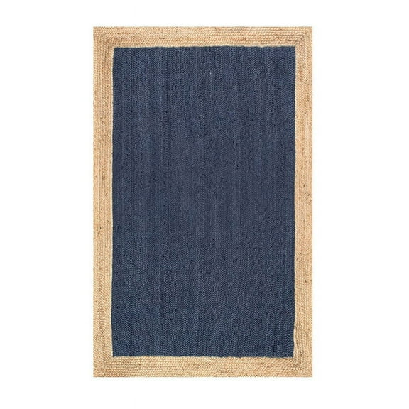 Jaipur Art And Craft Natural Fiber Blue Jute Brown Border Handmade 11x11 Square feet (330x330 cm) Square Area Rug